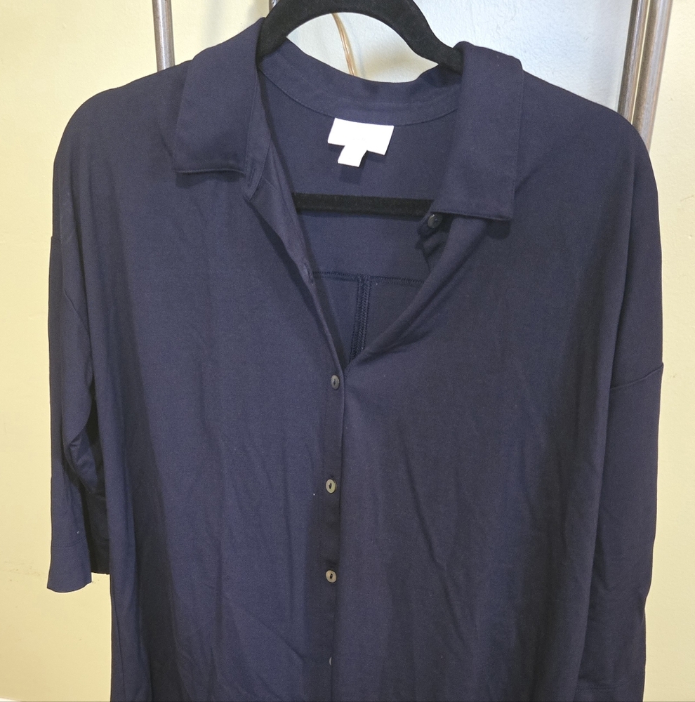 J. Jill Blue Blouse Classic Collar